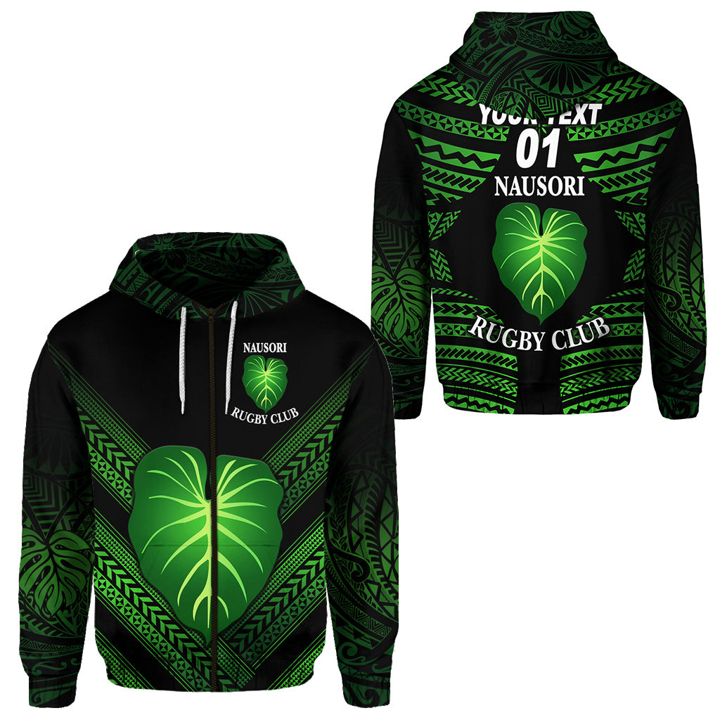 Custom Fiji Nausori Rugby Zip Hoodie Creative Style NO.1, Custom Text and Number LT8 Unisex Black - Polynesian Pride