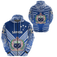 Manu Samoa Rugby Zip Hoodie Creative Style Full Blue Blue - Polynesian Pride