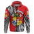 Custom Tonga Rugby Zip Hoodie Polynesian Style Pinwheel Custom Text and Number - Polynesian Pride