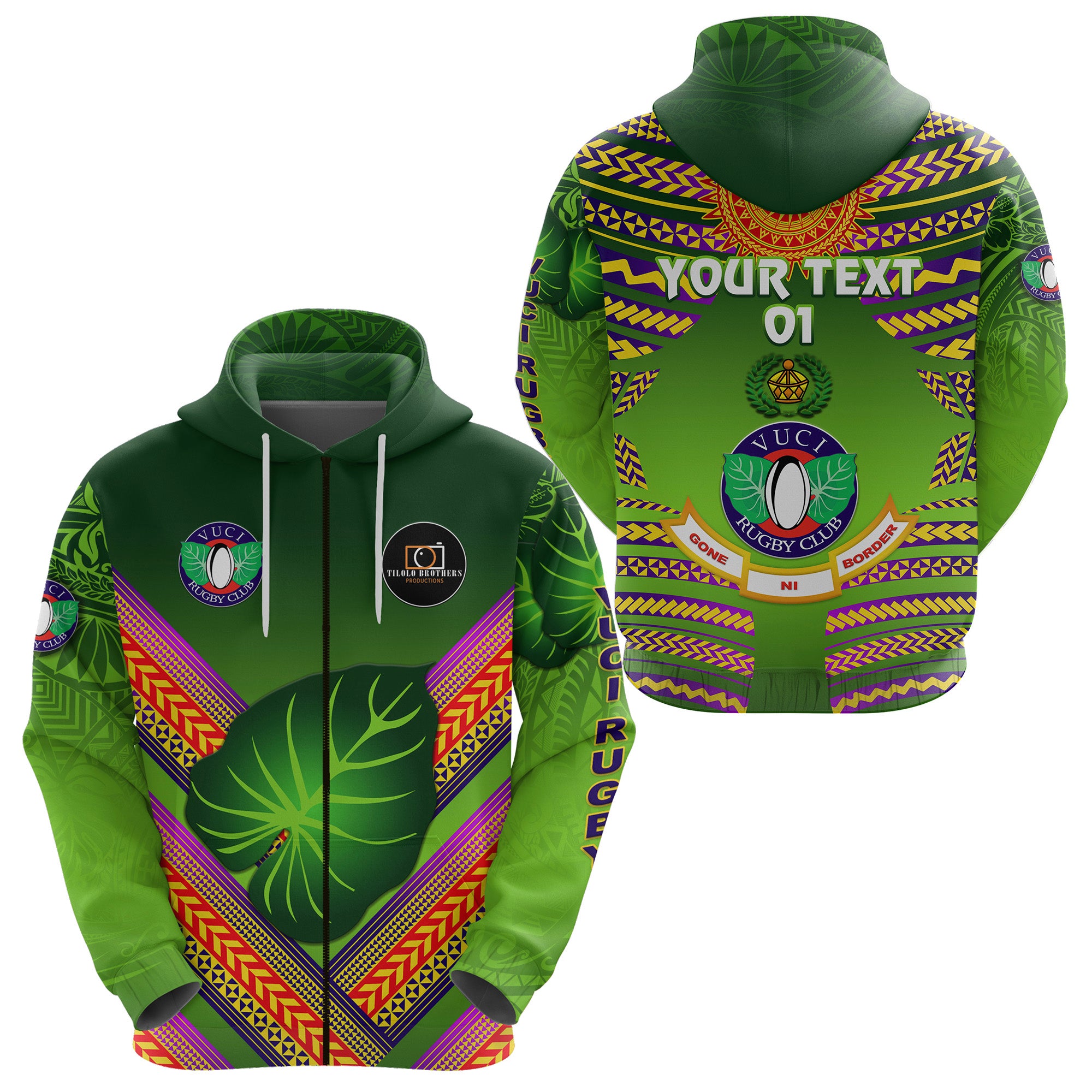 Custom Fiji Vuci Rugby Club Zip Hoodie Creative Style Green, Custom Text and Number LT8 Unisex Green - Polynesian Pride