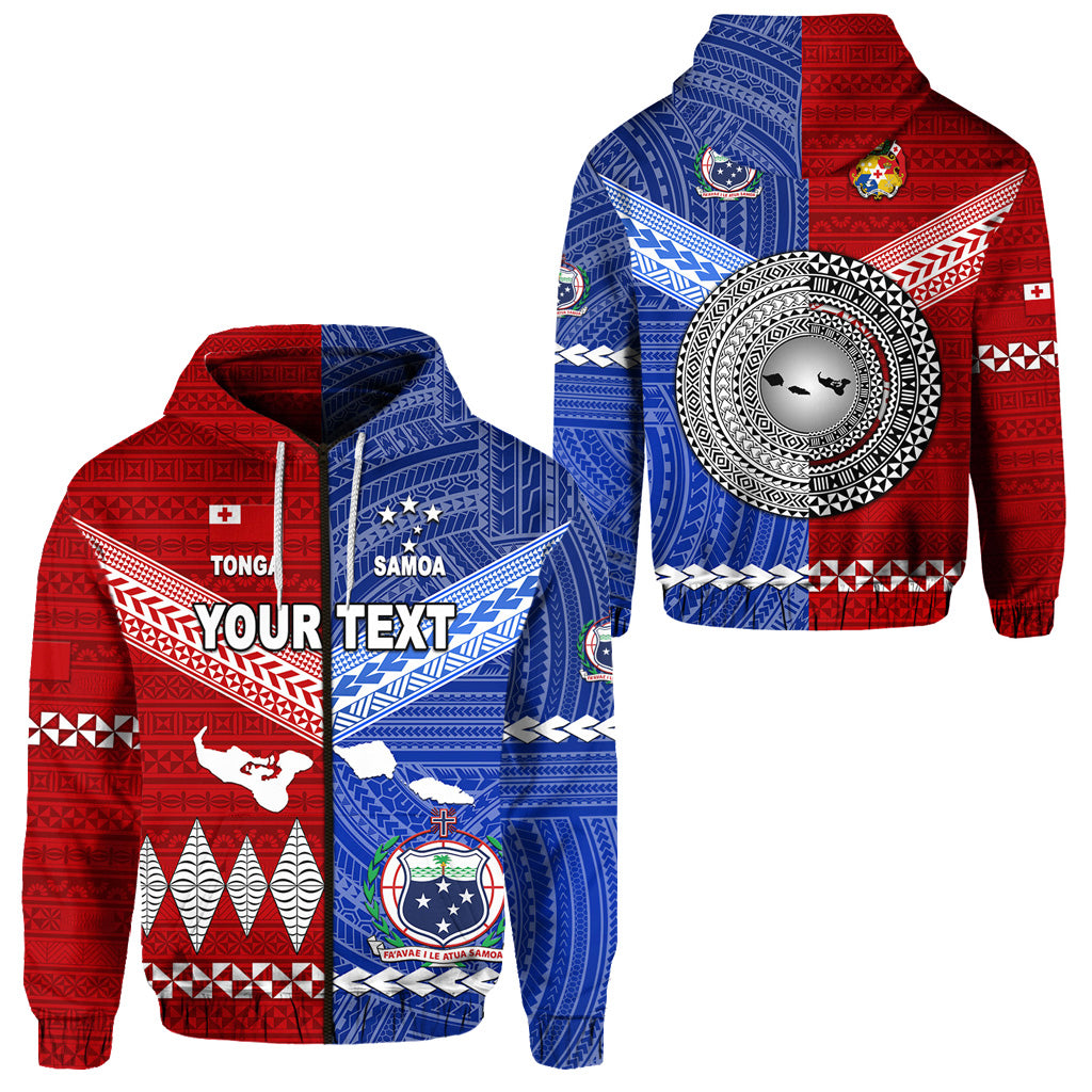 Custom Tonga and Samoa Together Zip Hoodie Unique Style LT8 Unisex Red - Polynesian Pride