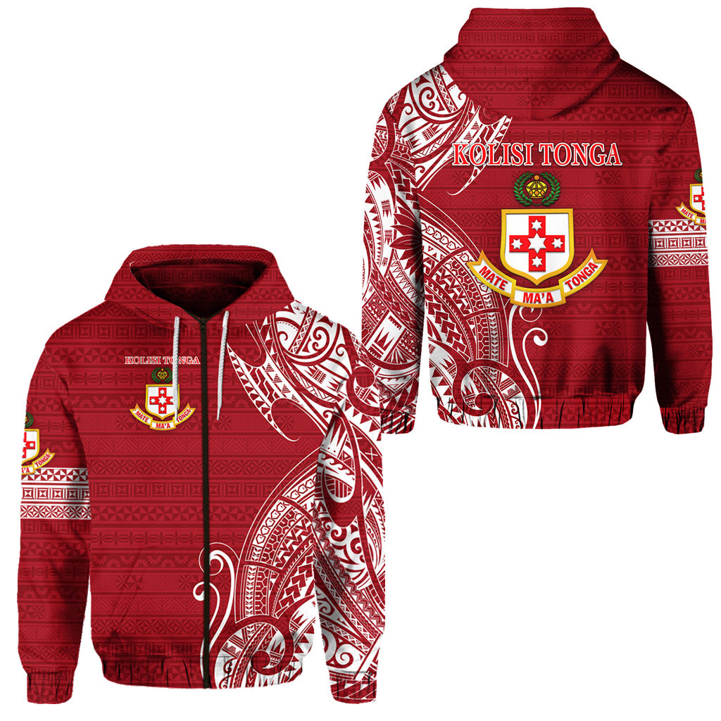 Kolisi Tonga Mate Maa Tonga Zip Hoodie Simple LT8 Unisex Red - Polynesian Pride