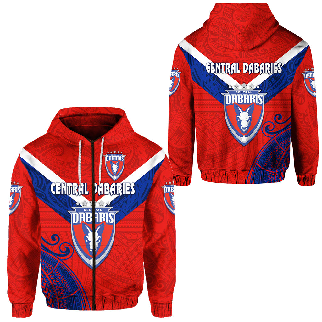 Papua New Guinea Central Dabaries Zip Hoodie Rugby Red LT8 Unisex Red - Polynesian Pride