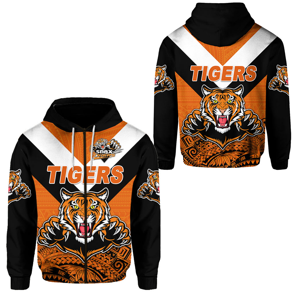 Papua New Guinea Lae Snax Tigers Zip Hoodie Rugby Simple Style Black LT8 Unisex Black - Polynesian Pride