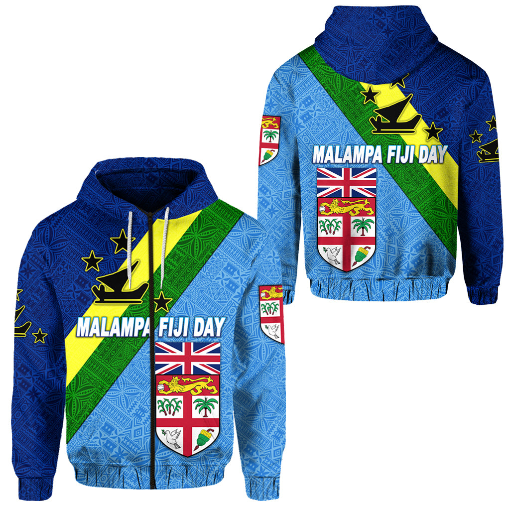 Vanuatu Malampa and Fiji Day Zip Hoodie Simple Style LT8 Unisex Blue - Polynesian Pride