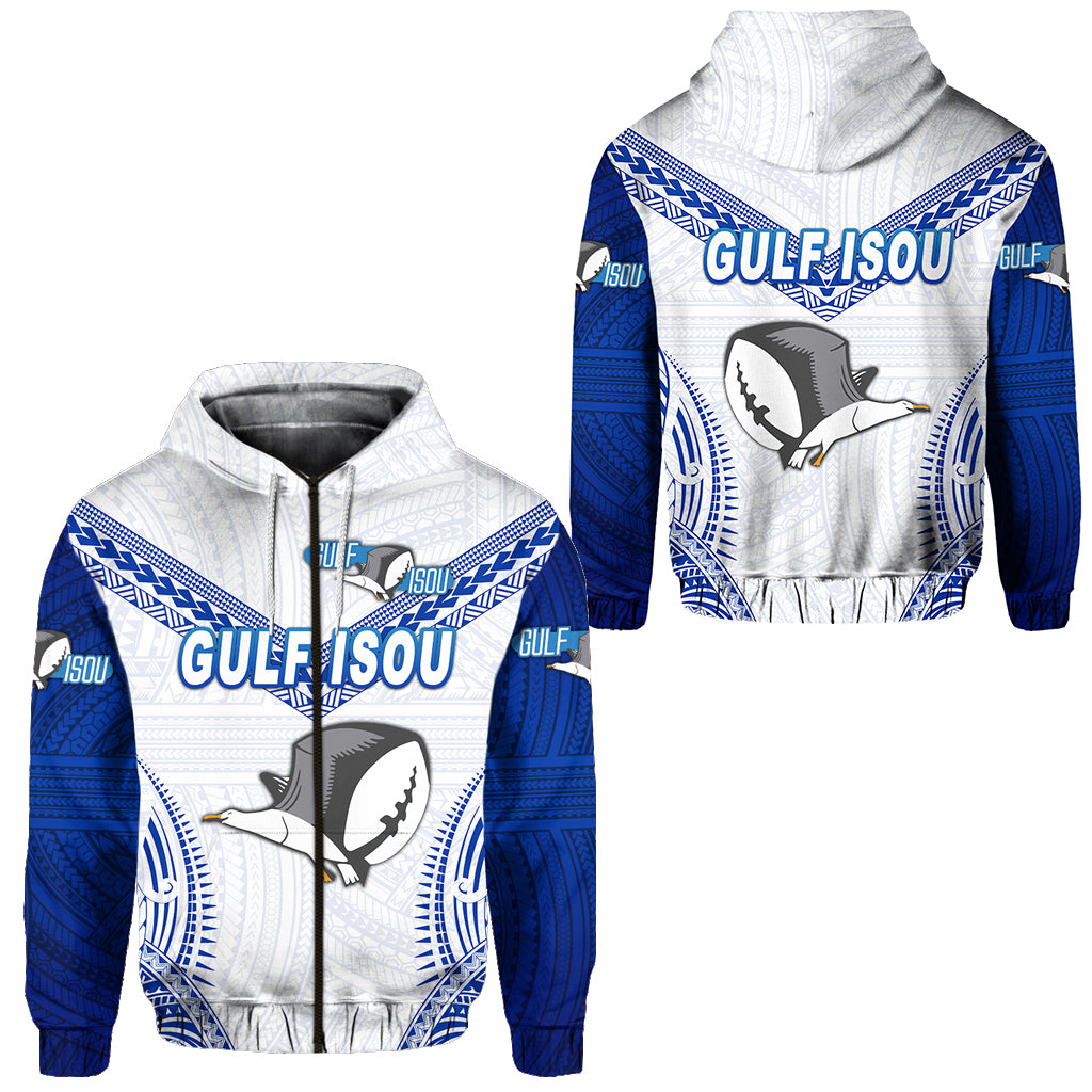 Papua New Guinea PRK Gulf Isou Zip Hoodie Rugby Original Style White LT8 Unisex White - Polynesian Pride