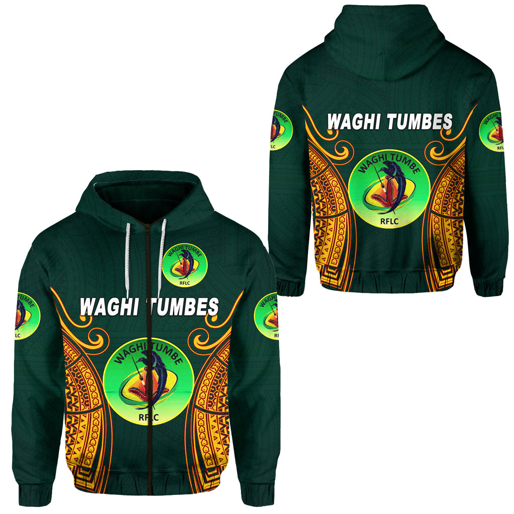 Papua New Guinea Waghi Tumbes Zip Hoodie Rugby Green LT8 Unisex Green - Polynesian Pride