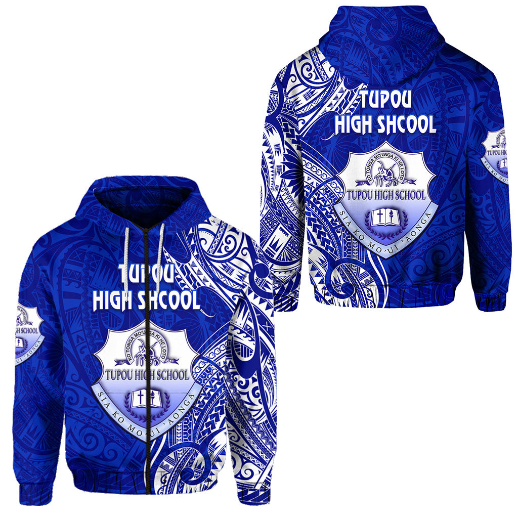 Tonga Tupou High School Zip Hoodie Simple Vibes LT8 Unisex Blue - Polynesian Pride