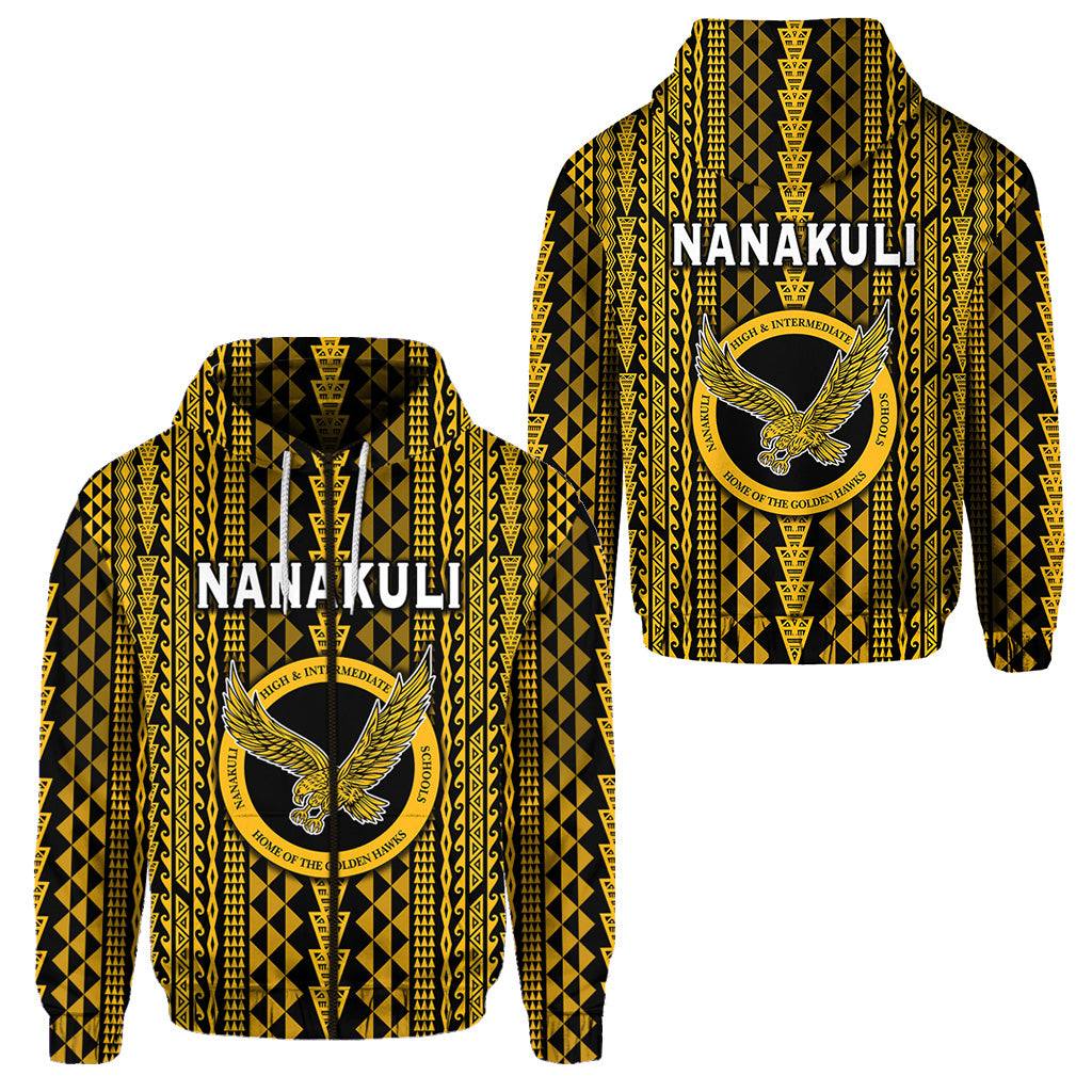 Hawaii Nanakuli School Zip Hoodie Golden Hawks Simple Style LT8 Gold - Polynesian Pride
