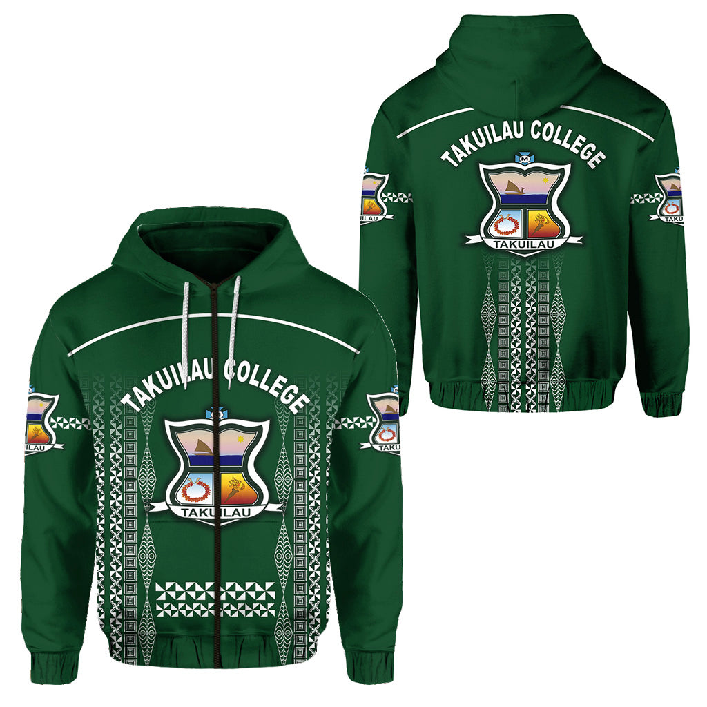 Tonga Takuilau College Zip Hoodie Unique Style LT8 Unisex Green - Polynesian Pride