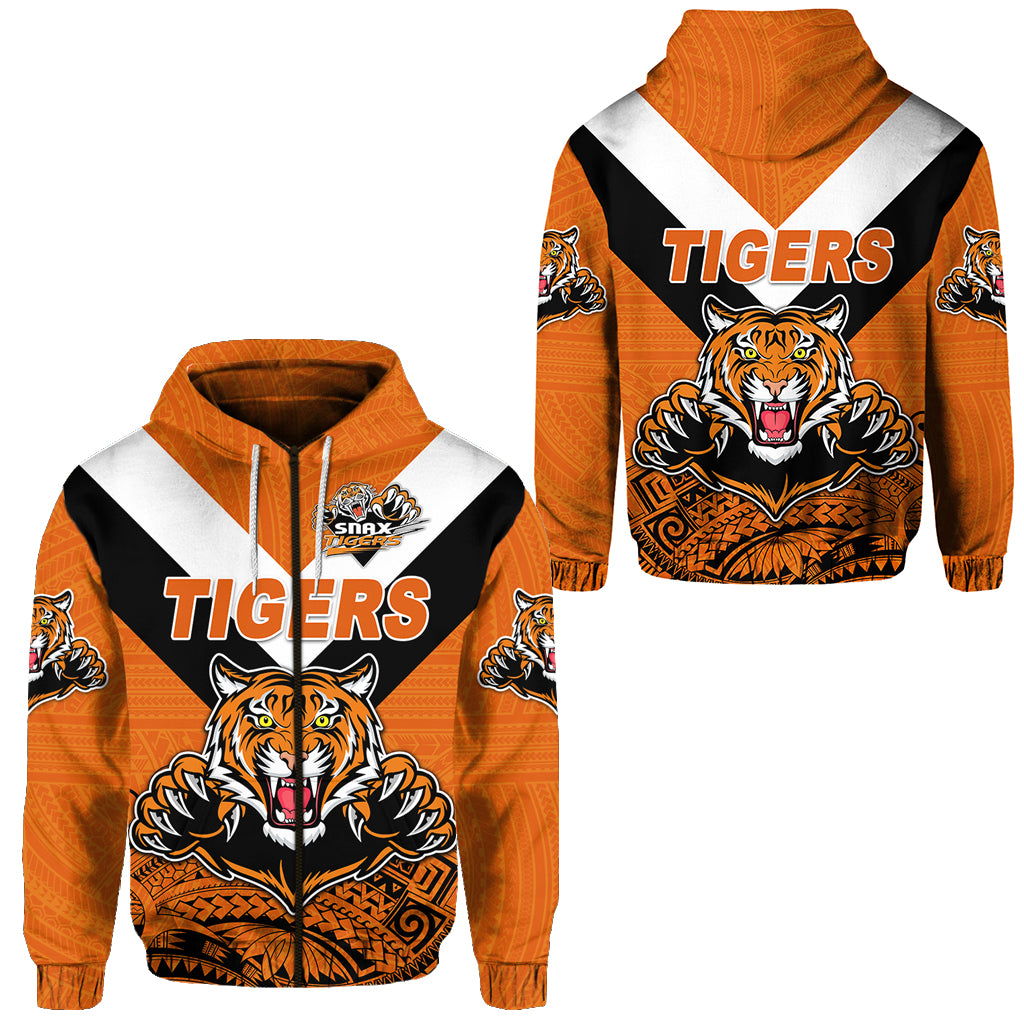 Papua New Guinea Lae Snax Tigers Zip Hoodie Rugby Simple Style Orange LT8 Unisex Orange - Polynesian Pride