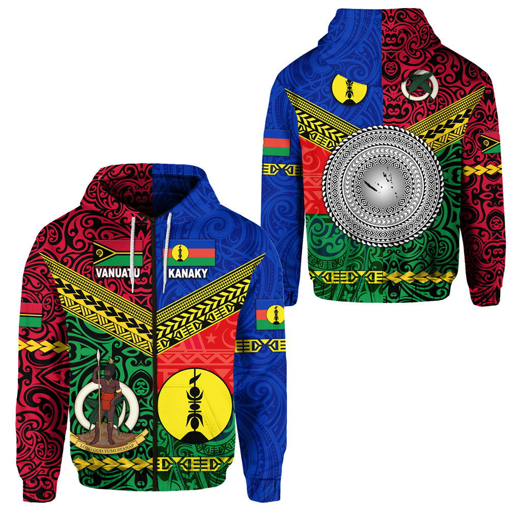 Vanuatu New Caledonia Kanaky Zip Hoodie Together LT8 Blue - Polynesian Pride