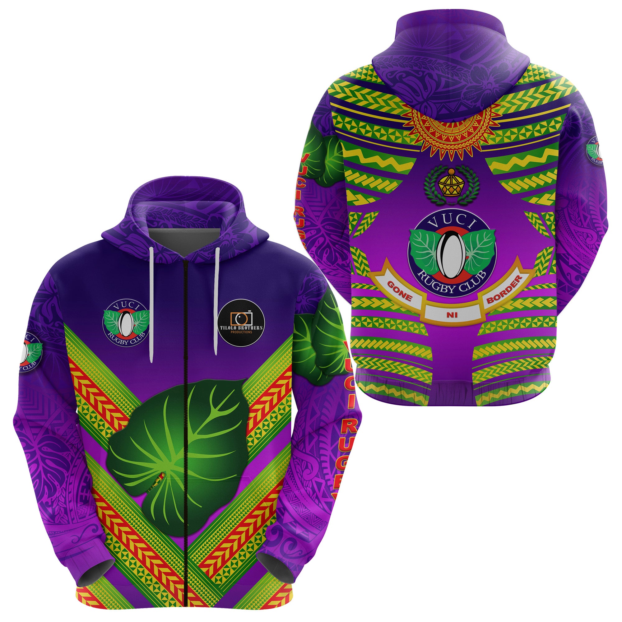 Fiji Vuci Rugby Club Zip Hoodie Creative Style Purple LT8 Unisex Purple - Polynesian Pride