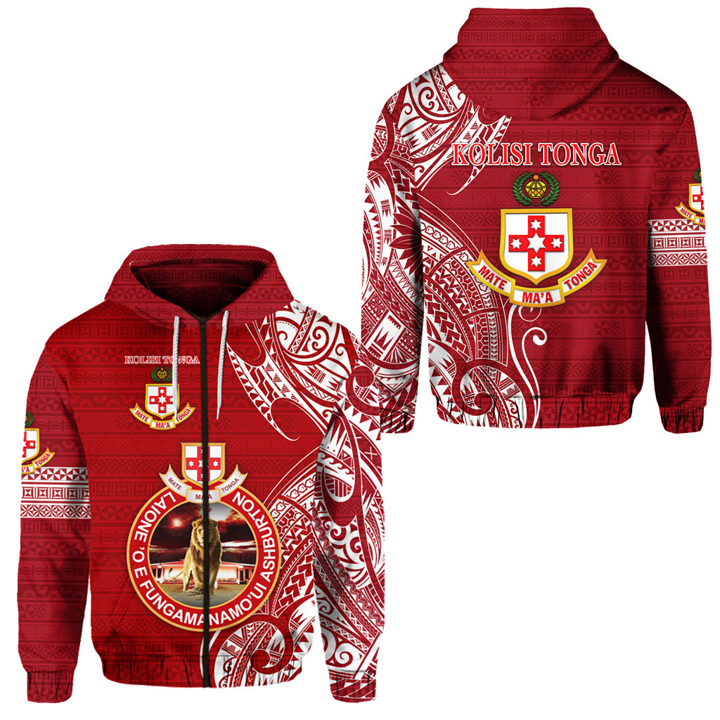 Kolisi Tonga Mate Maa Tonga Zip Hoodie Laione O E FungamanamoUi Ashburton LT8 Unisex Red - Polynesian Pride