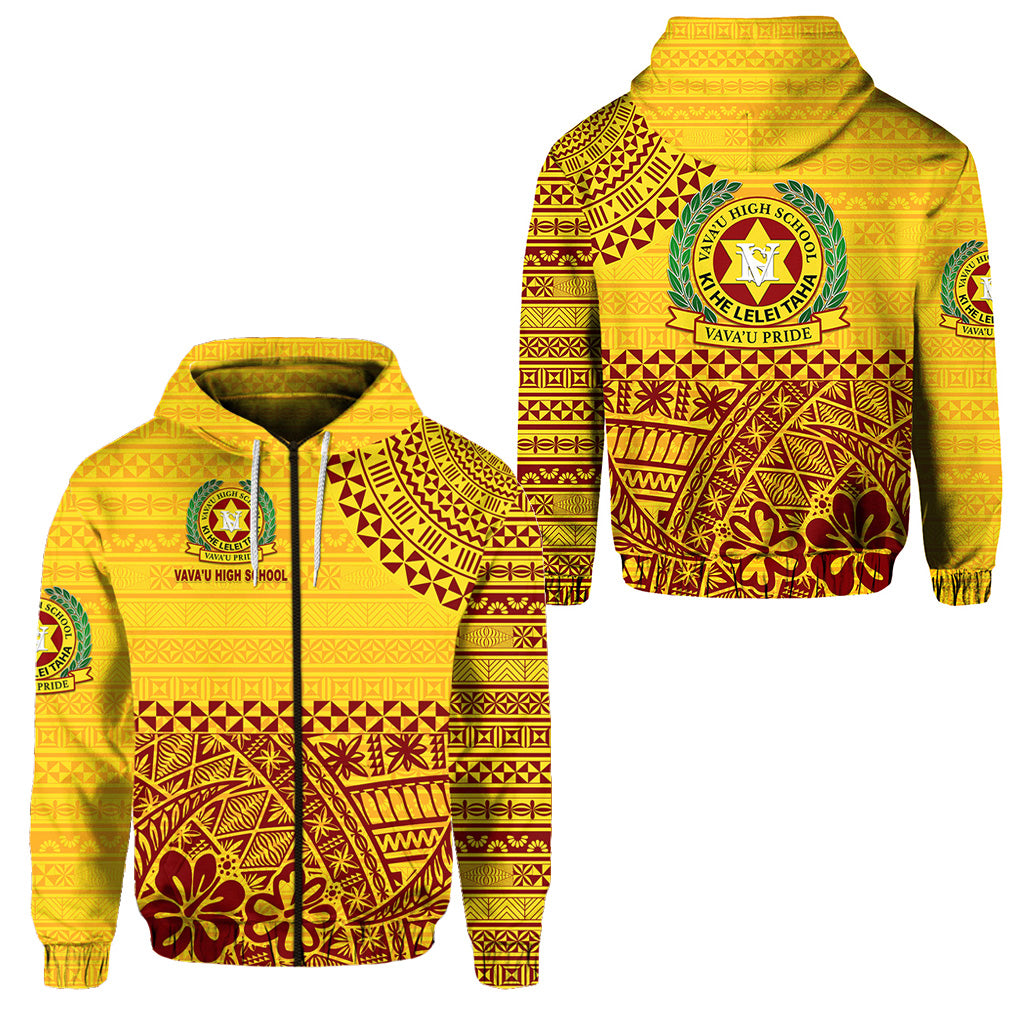 Tonga Vavau High School Zip Hoodie Kupesi Vibes Yellow LT8 - Polynesian Pride