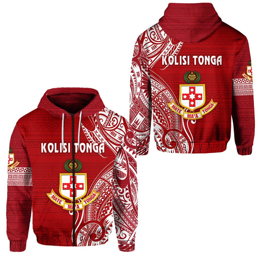 Kolisi Tonga Mate Maa Tonga Zip Hoodie Original LT8 Unisex Red - Polynesian Pride