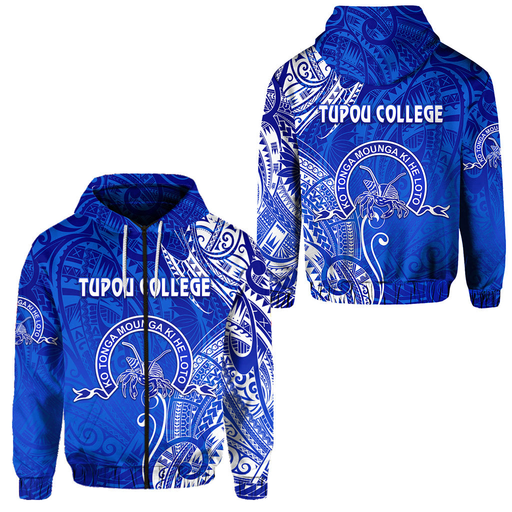 Tonga Tupou College Zip Hoodie Simple Vibes Blue LT8 Unisex Blue - Polynesian Pride