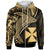 Wallis and Futuna Zip up Hoodie Humpback Whale & Coat of Arms Gold Unisex Gold - Polynesian Pride