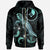 Yap Polynesian Zip up Hoodie Turtle With Blooming Hibiscus Turquoise Zip Hoodie Turquoise - Polynesian Pride