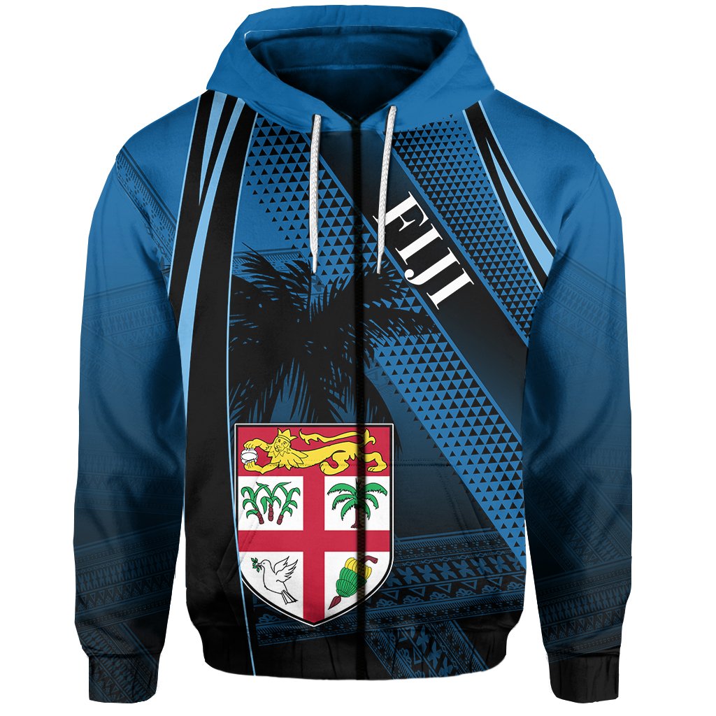 Custom Fiji Zip Hoodie Special Style No.2 Unisex Blue - Polynesian Pride