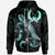 Pohnpei Polynesian Zip up Hoodie Turtle With Blooming Hibiscus Turquoise Unisex Turquoise - Polynesian Pride