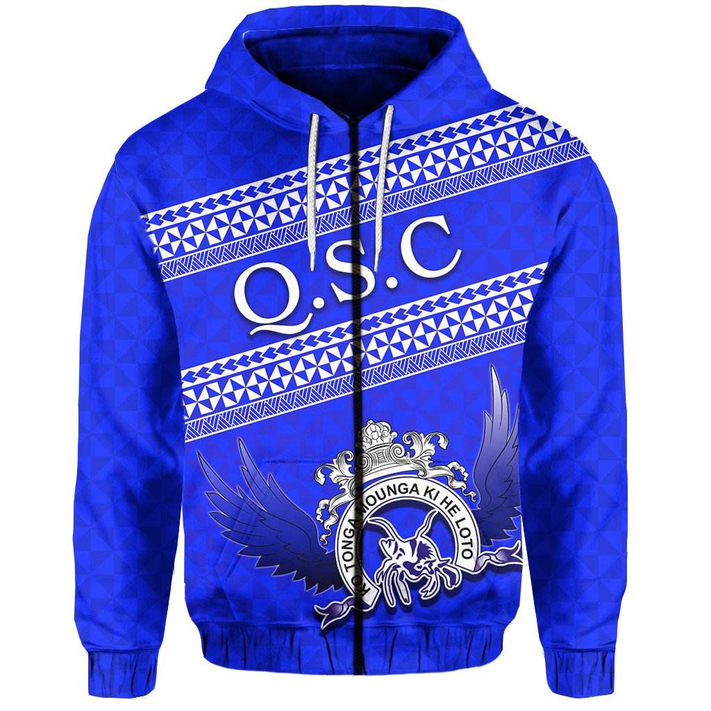 Queen Salote College Zip Hoodie Unisex Blue - Polynesian Pride