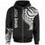 Yap State Custom Zip Hoodie Yap State Tatau White Patterns Unisex Black - Polynesian Pride