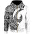 Fiji Zip Hoodie Hook Tattoo Unisex White - Polynesian Pride