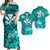 Custom Hawaii Matching Hawaiian Shirt and Dress Map and Turtle Turquoise Flowers LT13 Turquoise - Polynesian Pride