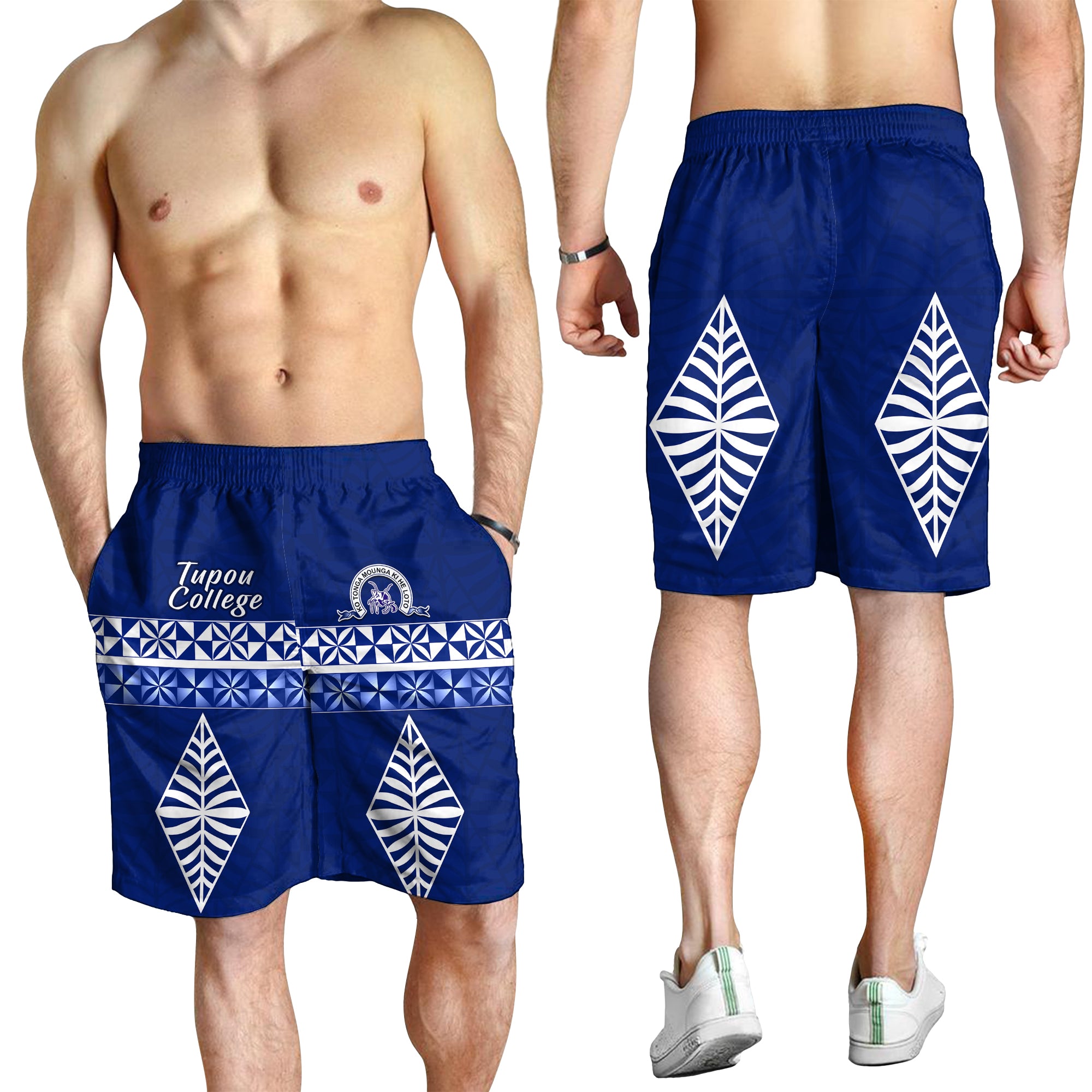 Old Boys of Tupou College Men Shorts 155th Anniversary LT13 Blue - Polynesian Pride